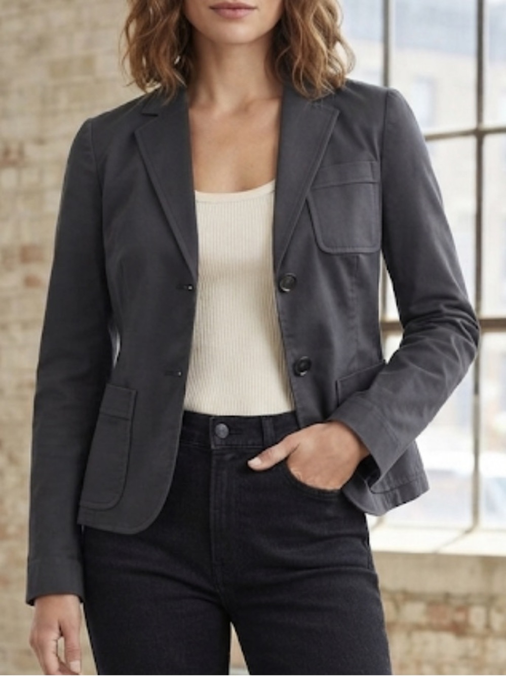 THEORY Fitted Blazer Structured Cotton Y2K Inspired Size 4
